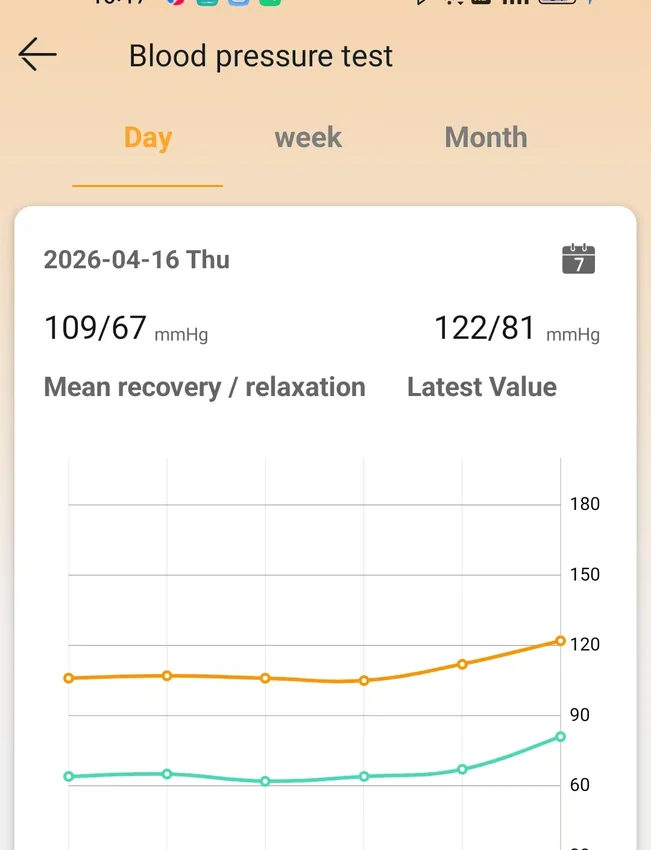 Example connected app showing a blood pressure record
